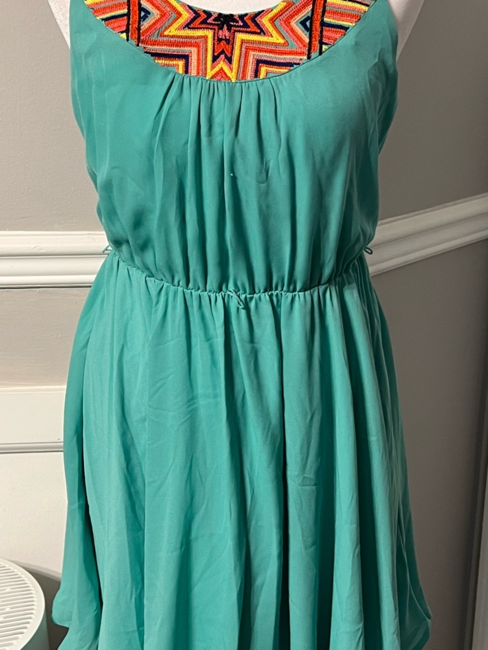 Gianni Bini GB Teal Size S Embroidered Dress Fully Lined